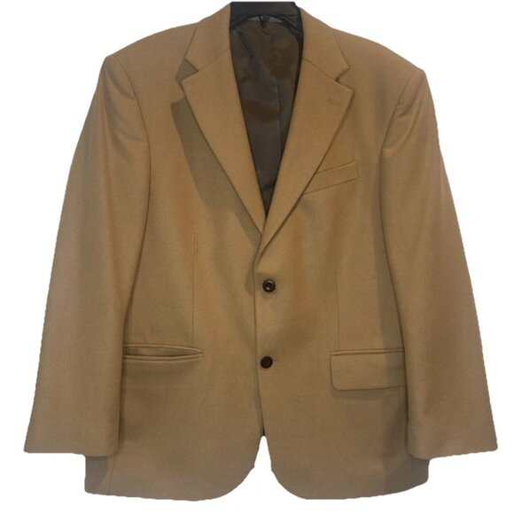 Oscar de la Renta Men’s Camel Tan Cashmere Wool Blend Sport Coat Blazer Sz 42S - Picture 1 of 9